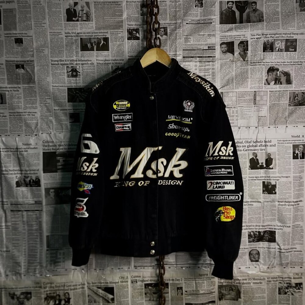 Vintage Meysikim King of Design NASCAR Inspired Racing Bomber Canvas Jacket - M